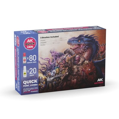 AK Interactive #AKI-17603 Quick Gen Combo Paint Set (100 color Acrylic Paint Set