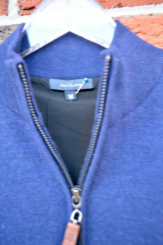 Turtleson Men's Medium Lined 100% Extra Fine Merino Wool 1/4 Zip Pullover Blue - Image 2 of 4