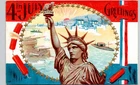 JULY 4th GREETINGS c1910 postcard statue of liberty fireworks military ww1