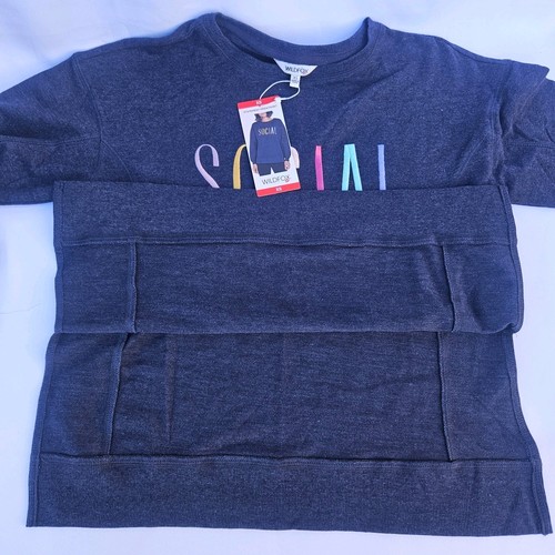 Wildfox Statements Sweatshirt Size-XS Blue Embroidered Social Pullover NWT - Picture 8 of 10