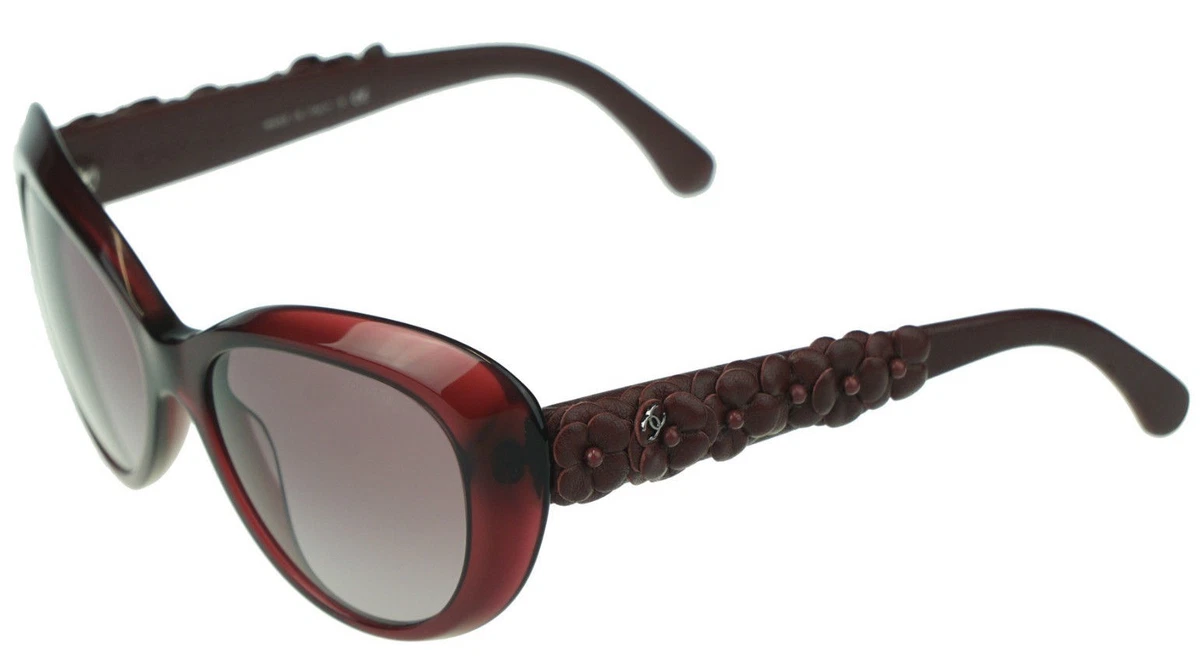 RARE Genuine CHANEL Burgundy Camellia Flower Leather Sunglasses CH 5318-Q  c539S1