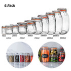 Glass Storage Jar Airtight Container Clip Lid Preserving Jar 70ml-3000ml 6PK