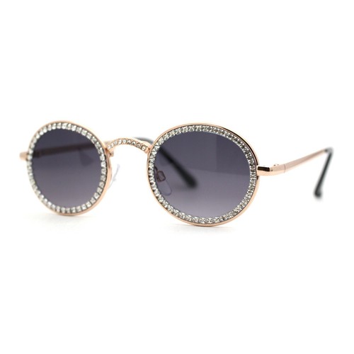 Kleine runde ovale Sonnenbrille mit voller Krone und Strass  - Bild 2 von 21