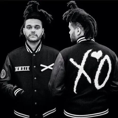 The Weeknd XO Bomber Jacket Black Wool Varsity Leather Sleeves