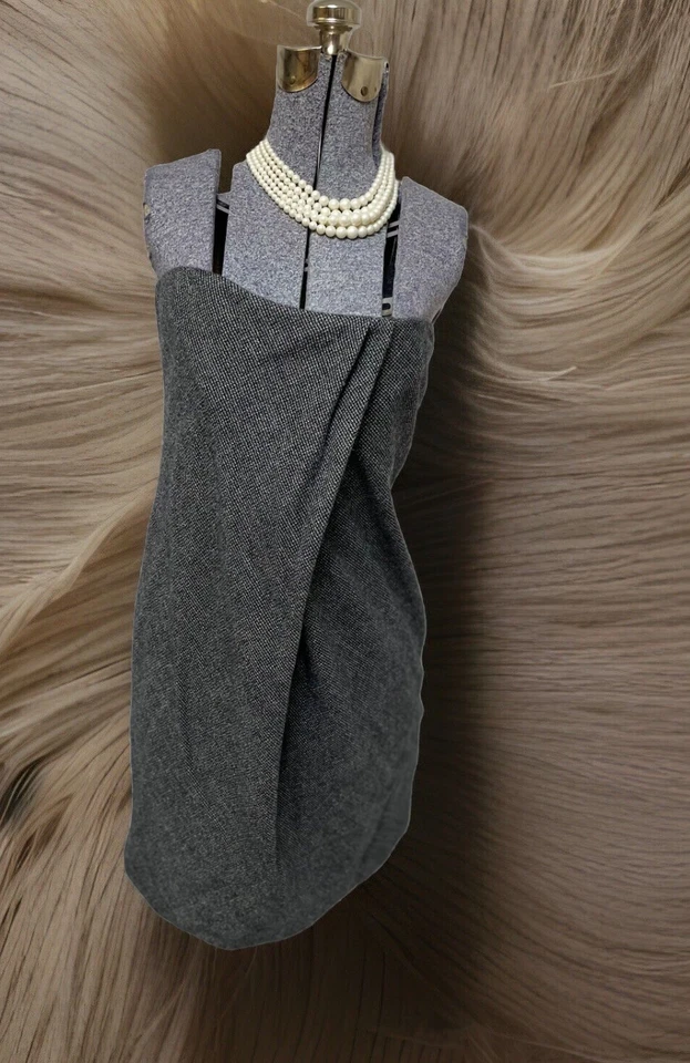 Vestido Max Mara tamanho 10 lã cashmere plissado mini bainha feita na Itália bolsos - Imagem 3 de 4