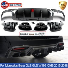 Rear Bumper Diffuser w/ Exhaust Tailpipe For Mercedes-Benz GLE W166 2015-2019