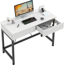 40Inch Computer Desk with 2 Wooden Drawers, Small Desks for Home Office with Sto