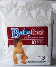 VINTAGE 80'S GREEK BABYLINO 10x PLASTIC DIAPER 10kg/22lbs GREECE NEW SEALED 