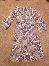 Talbots Dress Women's Size 10. 3/4 Sleeve Knee Length Modest  Purple Design 