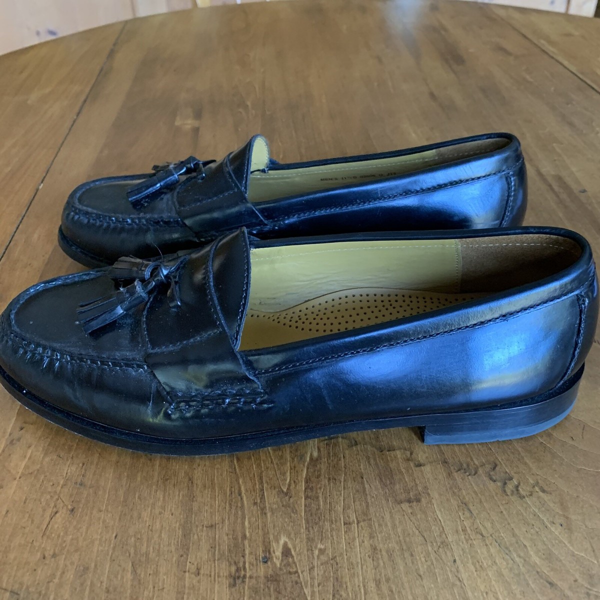 Cole Haan Black Leather Pinch Tassel Loafers Dress Casual 