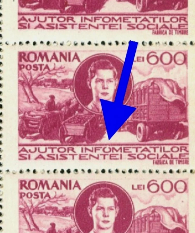 Fondo de ayuda 1947, hambre, comida, camión, carro, rey Miguel, Rumania, 1020 error/hoja, MNH Foto 2 de 4