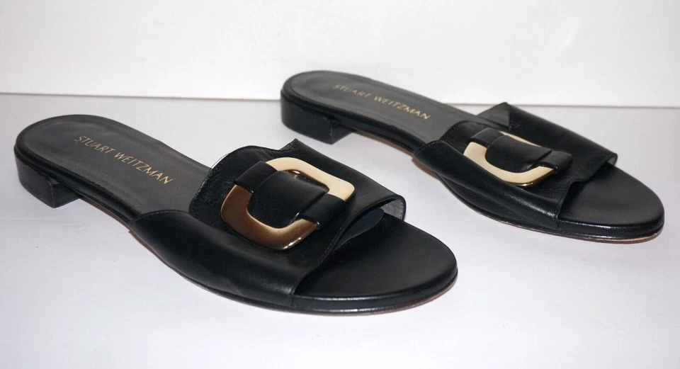 STUART WEITZMAN Black Leather Open Toe Mules EUR 39.5 - Image 2 of 4