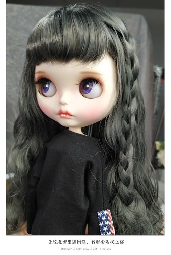 Muñeca Blythe pelo gris oscuro Dudu boca ojos somnolientos de fábrica Joint Body 12" - Imagen 2 de 2
