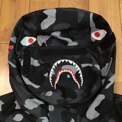 BAPE GRADATION CAMO SHARK HOODIE MASK JACKET Black A Bathing Ape