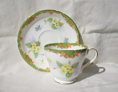 Vintage Shelley Tea Cup and Saucer Yellow Primrose Cambridge shape c. 1945-1966