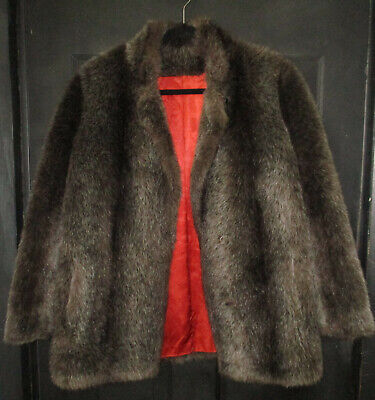 Faux Fur Coat Jacket Brown Black, Hillmoor New York Faux Fur Coat