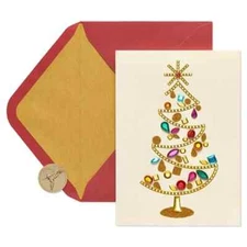 Papyrus Boxed Christmas Cards - Modern Gemmed Tree 8 Count