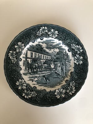 Royal Tudor Ware Coaching Taverns Staffordshire England Blue Dinner Plate 10.5''