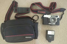 Vintage Film Camera Bundle Petri 7 S Rokinon Shoulder Bag National Flash