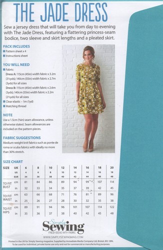 Simply Sewing Pattern for The Jade Dress Empire, Pleat Skirt Knit Sizes 6-20 New - Picture 2 of 13