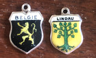 Vintage Belgie & Lindau 835 Silver Enamel Travel Shield Bracelet Charm Lot — photo 1