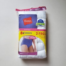 Hanes Cotton Briefs Panties 8 Pair Pack Size 10 Underwear White Tagless 2013 New