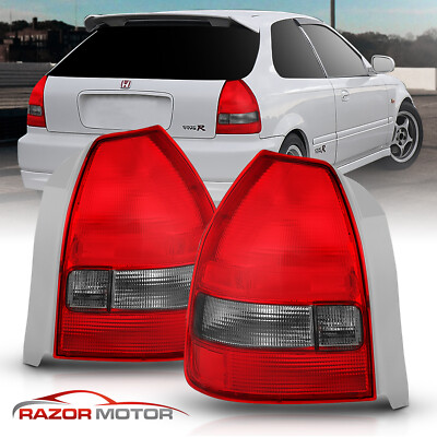 For 1996 1997 1998 1999 2000 Honda Civic Hatchback Red/Smoke Brake Tail Lights