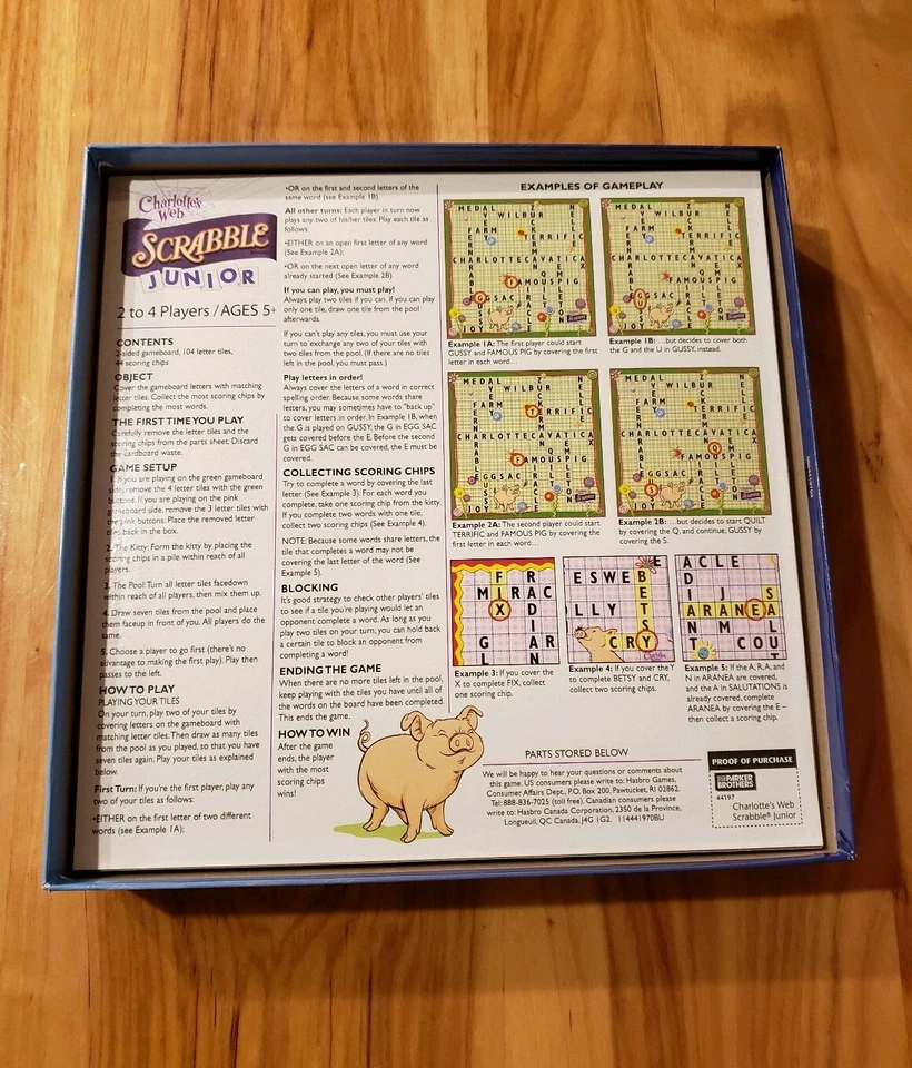 CHARLOTTES WEB JUNIOR SCRABBLE CROSSWORD GAME Ages 5+ Board And Pieces - Image 3 of 4