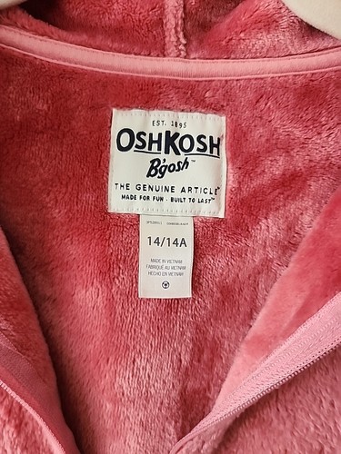 Osh Kosh B'Gosh Girls Rose Colored Size 14 / 14A Full Zip Fleece Sweater Jacket - Picture 2 of 7
