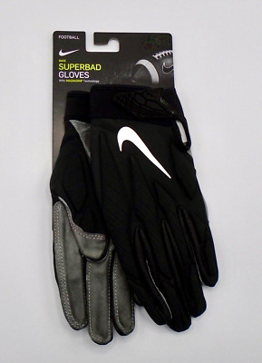 Nike Superbad 5.0 Football Gloves Men's Large NFL Black/White Leather Palm
