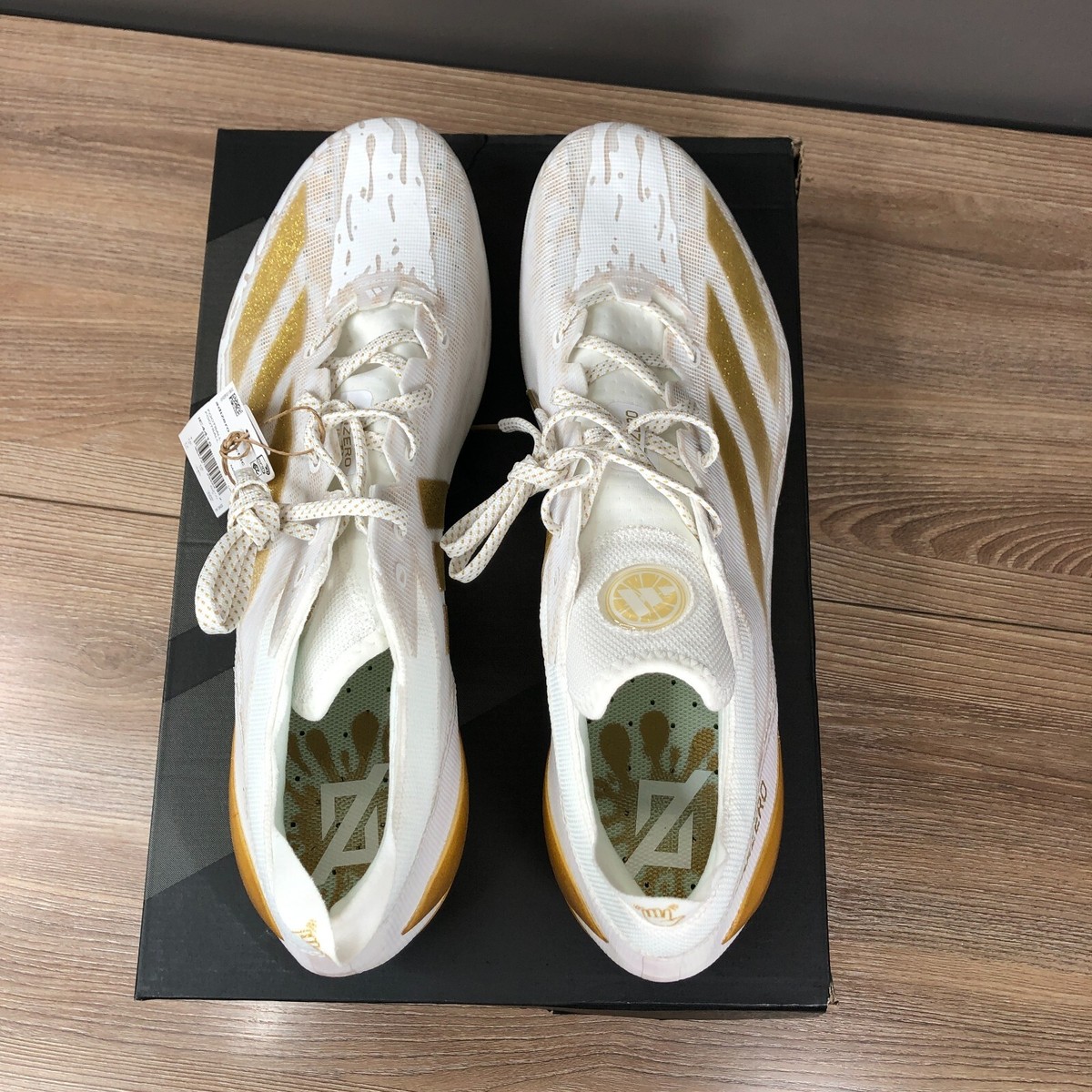 adidas ADIZERO ホワイト/ゴールド スパイク アメフト スパイク アディゼロ 28センチ ADIZERO 白 ゴールド アメフト