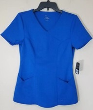 Jaanuu Scrub Top Woman Size Small V-neck Stretch Royal Blue J96065 NEW