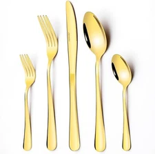 40 PCS Gold Silverware Stainless Steel Flatware Utensil Sets for 8 Stain Finish