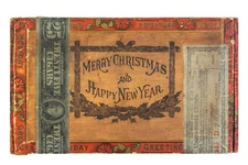 Scarce 1900s Alex Jacobi “Yuletide Greetings” cedar 25 cigar box in good cond