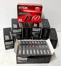 Lot of 69 - SEALED Audio Cassette Tapes - 10 x TDK D60 59 Maxell C45 C60 P/I