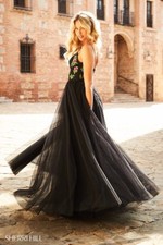 Sherri Hill 52050 Black Multi Stunning Gala Prom Gown Dress sz 12