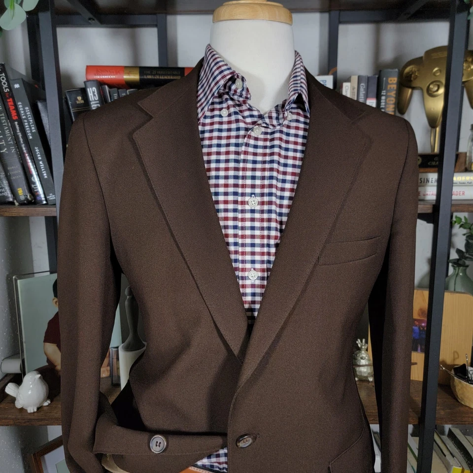 Levi's действие костюм мужской Blazer две кнопки твердый коричневый STA PREST размер 42L - Изображение 2 из 4