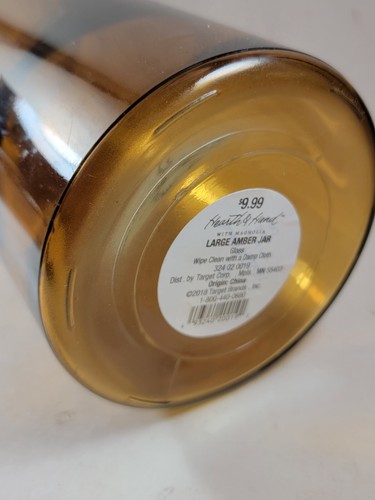 Bote de baño de vidrio ámbar de magnolia Hearth & Hand tarro de 10"... Nuevo - Imagen 7 de 11