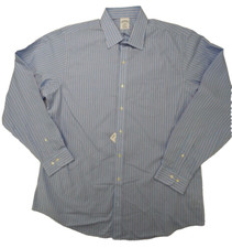 Brooks Brothers Shirt Mens 17 36/37 Regent Fit Striped Blue LS Spread Collar