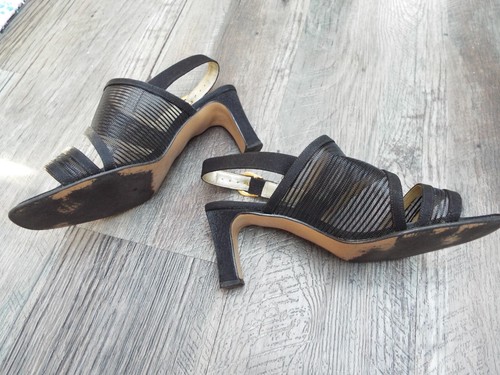 H.B. SHOES (made in Italy) Medium Heel Sandals EU size 36 Black Mesh Uppers - Picture 8 of 11