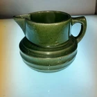Vintage McCoy Stoneware Green Pottery Buttermilk Pitcher, Shield Mark #121