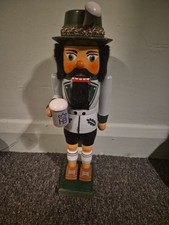 German Erzgebrige Nutcracker Green Vintage West Germany HB Stein 33cm Tall