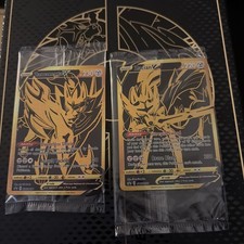 Pokemon Zacian V SWSH076 and Zamazenta V SWSH077 Gold Ultra Premium Promo on eBay
