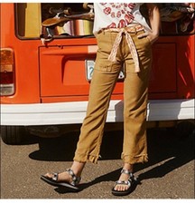 Free People Stormbringer Khaki Cargo Pants Size 27- Distressed