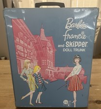 Vintage Mattel 1964/1965 Barbie Francie  Skipper Blue Doll Trunk Case