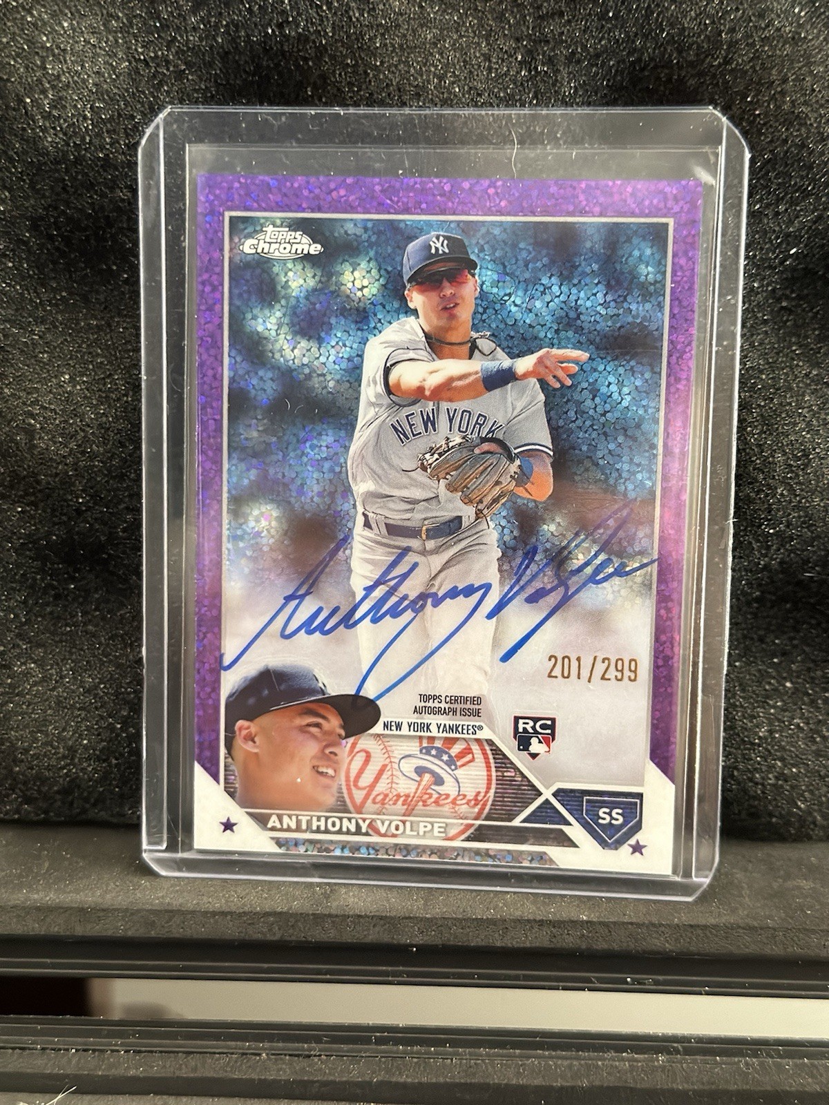 2023 Topps Chrome Rookie Autographs Purple Speckle Refractor Anthony Volpe /299