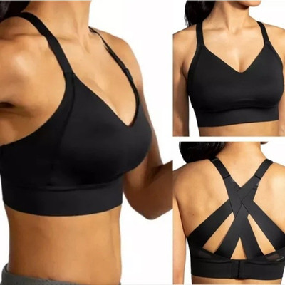 NWT Brooks Drive Interlace Run Bra Black Size 40DD/E Cardio Walking Activewear