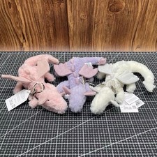 Set of 3 Jellycat Dragon Keychains - Rose Pink, Lavender Purple, Snow White