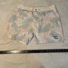 Marine Layer Swim Trunks Mens Size 32 White Floral Tropical Lined Polyester
