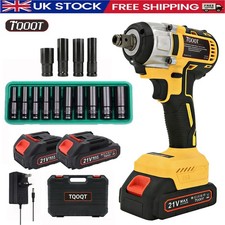 1/2" Cordless Electric Impact Wrench Drill Gun Ratchet Driver+2 Battery+Sockets